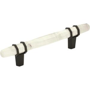 Amerock | Cabinet Pull | Marble White/Golden Champagne | 5-1/16 inch (128 mm) Center to Center | Carrione | 1 Pack | Drawer Pull | Drawer Handle | Cabinet Hardware | Zinc(Marble White/Black Bronze)