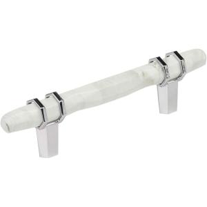 Amerock | Cabinet Pull | Marble White/Golden Champagne | 5-1/16 inch (128 mm) Center to Center | Carrione | 1 Pack | Drawer Pull | Drawer Handle | Cabinet Hardware | Zinc(Marble White/Polished Chrome)
