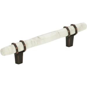 Amerock | Cabinet Pull | Marble White/Golden Champagne | 5-1/16 inch (128 mm) Center to Center | Carrione | 1 Pack | Drawer Pull | Drawer Handle | Cabinet Hardware | Zinc(Marble White/Oil-Rubbed Bronze)