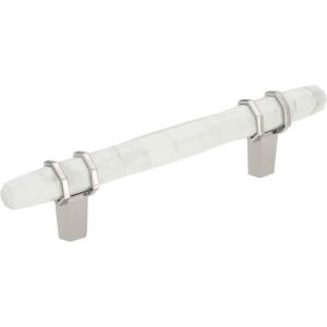 Amerock | Cabinet Pull | Marble White/Golden Champagne | 5-1/16 inch (128 mm) Center to Center | Carrione | 1 Pack | Drawer Pull | Drawer Handle | Cabinet Hardware | Zinc(Marble White/Polished Nickel)