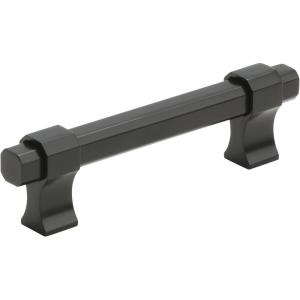 Amerock | Cabinet Pull | Matte Black | 3-3/4 inch (96 mm) Center to Center | Remington | 1 Pack | Drawer Pull | Drawer Handle | Cabinet Hardware(Matte Black)