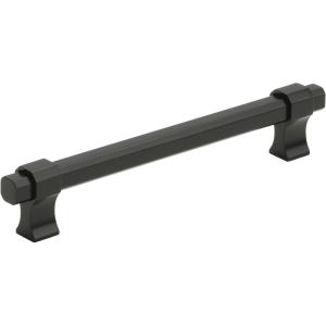 Amerock | Cabinet Pull | Matte Black | 6-5/16 inch (160 mm) Center to Center | Remington | 1 Pack | Drawer Pull | Drawer Handle | Cabinet Hardware