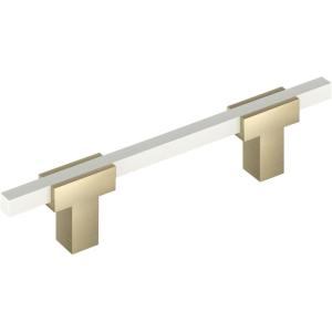 Amerock | Cabinet Pull | Polished Chrome/Black Chrome | 10-1/16 inch (256 mm) Center to Center | Urbanite | 1 Pack | Drawer Pull | Drawer Handle | Cabinet Hardware(Golden Champagne/White)