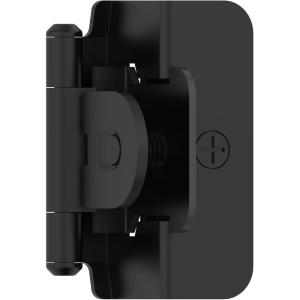 Amerock | Double Demountable Cabinet Hinge | 3/8 inch (10 mm) Inset Hinge | Satin Nickel | 2 Pack | Self-Closing Hinge | Cabinet Door Hinge(Matte Black)