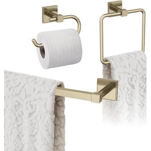 Amerock | Golden Champagne | Appoint | Towel Bar | 18 inch (457 mm) | 3 Piece | Bathroom Accessories Set