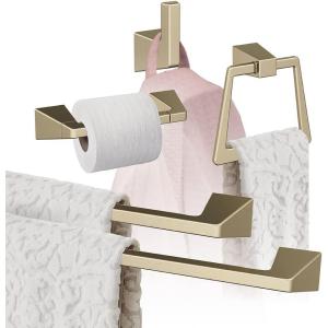 Amerock | Golden Champagne | Blackrock | 5 Piece | Bathroom Accessories Set
