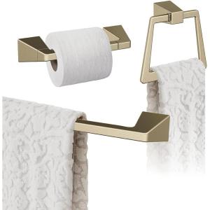 Amerock | Golden Champagne | Blackrock | Towel Bar | 18 inch (457 mm) | 3 Piece | Bathroom Accessories Set