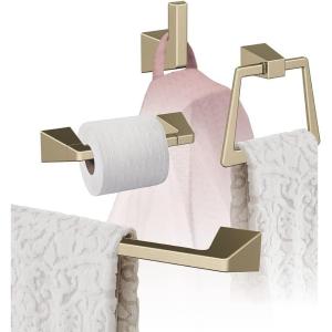 Amerock | Golden Champagne | Blackrock | Towel Bar | 18 inch (457 mm) | 4 Piece | Bathroom Accessories Set