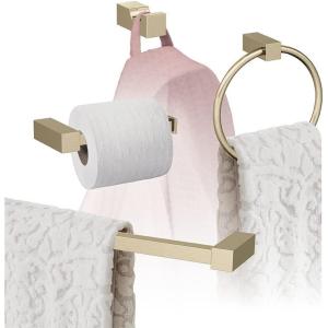 Amerock | Golden Champagne | Monument | Towel Bar | 18 inch (457 mm) | 4 Piece | Bathroom Accessories Set