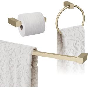 Amerock | Golden Champagne | Monument | Towel Bar | 24 inch (610 mm) | 3 Piece | Bathroom Accessories Set