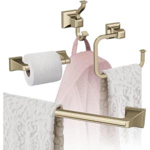 Amerock | Golden Champagne | Mulholland | Towel Bar | 24 inch (610 mm) | 4 Piece | Bathroom Accessories Set