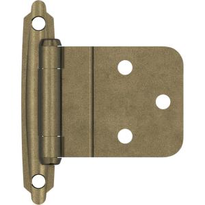 Amerock | Kitchen Cabinet Hinge | 3/8 inch (10 mm) Inset Hinge | Satin Nickel | 10 Pack | Self-Closing Hinge | Face Mount Hinge | Cabinet Door Hinge(Burnished Brass)
