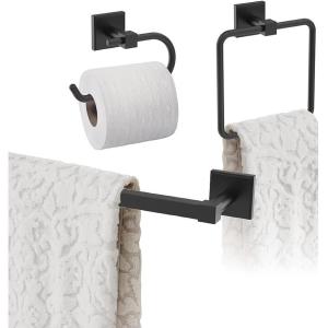 Amerock | Matte Black | Appoint | Towel Bar | 18 inch (457 mm) | 3 Piece | Bathroom Accessories Set
