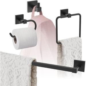 Amerock | Matte Black | Appoint | Towel Bar | 24 inch (610 mm) | 4 Piece | Bathroom Accessories Set