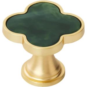 Amerock 2PK36971PNK Accents Round Cabinet Knob | Furniture Knob | Gold/Pink Decorative Drawer Pull(Gold/Emerald Green)