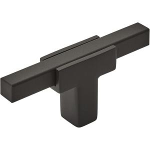 Amerock BP6726G10 | Kitchen Cabinet Door or Drawer Knob | Polished Chrome/Satin Nickel | 2-3/4 inch (70 mm) Length | Urbanite | 1 Pack | Furniture Hardware | Bathroom Cabinet Hardware(Matte Black/Matte Black)