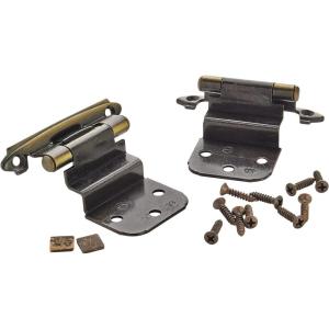 Amerock BPR7628AE | Face Frame Cabinet Hinge | 3/8 inch (10 mm) Inset 𝙷inge | Antique Brass | 2 Pack | Self-Closing 𝐇inge | Face Mount Hinge | Cabinet Door Ⲏinge