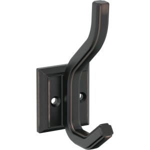 Amerock H37005G10 | Aliso Double Prong Decorative Wall Hook | Satin Nickel Hook for Coats, Hats, Backpacks, Bags | Hooks for Bathroom, Bedroom, Closet, Entryway, Laundry Room, Office(Oil Rubbed Bronze)