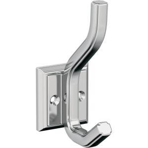 Amerock H37005G10 | Aliso Double Prong Decorative Wall Hook | Satin Nickel Hook for Coats, Hats, Backpacks, Bags | Hooks for Bathroom, Bedroom, Closet, Entryway, Laundry Room, Office(Chrome)