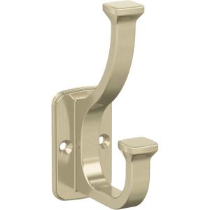 Amerock H37007BBZ | Alder Double Prong Decorative Wall Hook | Golden Champagne Hook for Coats, Hats, Backpacks, Bags | Hooks for Bathroom, Bedroom, Closet, Entryway, Laundry Room, Office(Golden Champagne)