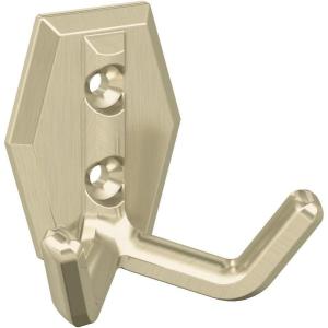 Amerock H3700826 | Benton Double Prong Decorative Wall Hook | Polished Chrome Hook for Coats, Hats, Backpacks, Bags | Hooks for Bathroom, Bedroom, Closet, Entryway, Laundry Room, Office(Golden Champagne)