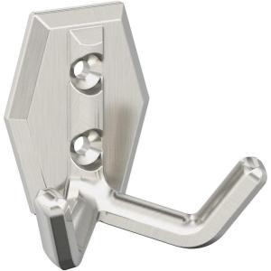 Amerock H3700826 | Benton Double Prong Decorative Wall Hook | Polished Chrome Hook for Coats, Hats, Backpacks, Bags | Hooks for Bathroom, Bedroom, Closet, Entryway, Laundry Room, Office(Satin Nickel)