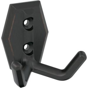 Amerock H3700826 | Benton Double Prong Decorative Wall Hook | Polished Chrome Hook for Coats, Hats, Backpacks, Bags | Hooks for Bathroom, Bedroom, Closet, Entryway, Laundry Room, Office(Oil Rubbed Bronze)