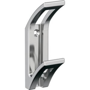 Amerock H37010MB | Avid Double Prong Decorative Wall Hook | Matte Black Hook for Coats, Hats, Backpacks, Bags | Hooks for Bathroom, Bedroom, Closet, Entryway, Laundry Room, Office(Chrome)