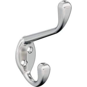Amerock H55451CZ | Noble Double Prong Decorative Wall Hook | Champagne Bronze Hook for Coats, Hats, Backpacks, Bags | Hooks for Bathroom, Bedroom, Closet, Entryway, Laundry Room, Office(Chrome)