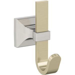 Amerock HBX36686BBZG10 | Burbank Single Prong Decorative Wall Hook | Golden Champagne/Satin Nickel Hook for Coats, Hats, Backpacks, Bags | Hooks for Bathroom, Bedroom, Closet, Entryway, Laundry Room(Golden Champagne/Satin Nickel)