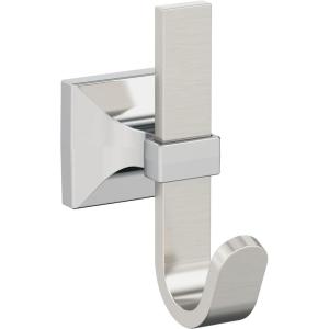 Amerock HBX36686BBZG10 | Burbank Single Prong Decorative Wall Hook | Golden Champagne/Satin Nickel Hook for Coats, Hats, Backpacks, Bags | Hooks for Bathroom, Bedroom, Closet, Entryway, Laundry Room(Satin Nickel/Chrome)