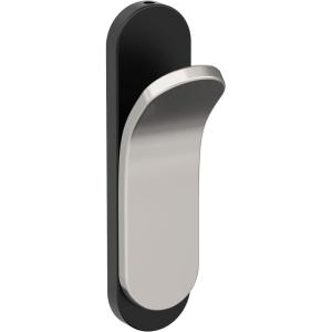 Amerock HBX37012MB | Unison Single Prong Decorative Wall Hook | Matte Black Hook for Coats, Hats, Backpacks, Bags | Hooks for Bathroom, Bedroom, Closet, Entryway, Laundry Room, Office(Matte Black/Polished Nickel)