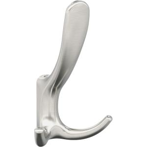 Amerock HBX37013CZ | Finesse Triple Prong Decorative Wall Hook | Champagne Bronze Hook for Coats, Hats, Backpacks, Bags | Hooks for Bathroom, Bedroom, Closet, Entryway, Laundry Room, Office(Satin Nickel)