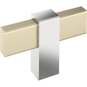Amerock Mulino 2-3/8 inch (60mm) Length Golden Champagne/Matte Black Cabinet Knob, BP36720BBZMB(Golden Champagne/Polished Chrome)