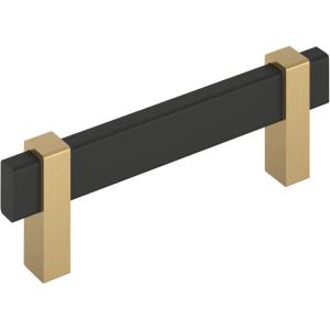 Amerock Mulino 7-9/16 inch (192mm) Center-to-Center Golden Champagne/Matte Black Cabinet Pull, BP36725BBZMB(Matte Black/Champagne Bronze)