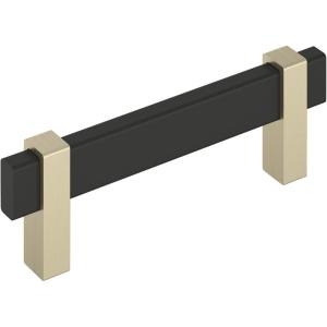 Amerock Mulino 7-9/16 inch (192mm) Center-to-Center Golden Champagne/Matte Black Cabinet Pull, BP36725BBZMB(Matte Black/Golden Champagne)