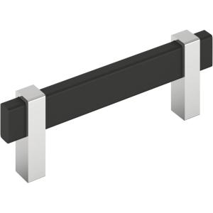 Amerock Mulino 7-9/16 inch (192mm) Center-to-Center Golden Champagne/Matte Black Cabinet Pull, BP36725BBZMB(Matte Black/Polished Chrome)