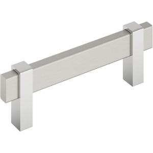 Amerock Mulino 7-9/16 inch (192mm) Center-to-Center Golden Champagne/Matte Black Cabinet Pull, BP36725BBZMB(Satin Nickel/Polished Chrome)