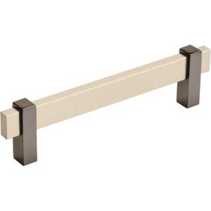 Amerock Mulino 7-9/16 inch (192mm) Center-to-Center Golden Champagne/Matte Black Cabinet Pull, BP36725BBZMB(Silver Champagne/Black Nickel)