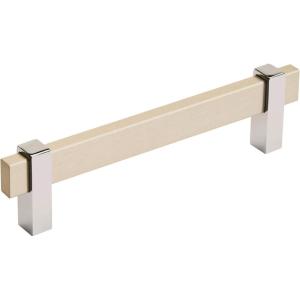 Amerock Mulino 7-9/16 inch (192mm) Center-to-Center Golden Champagne/Matte Black Cabinet Pull, BP36725BBZMB(Silver Champagne/Polished Chrome)