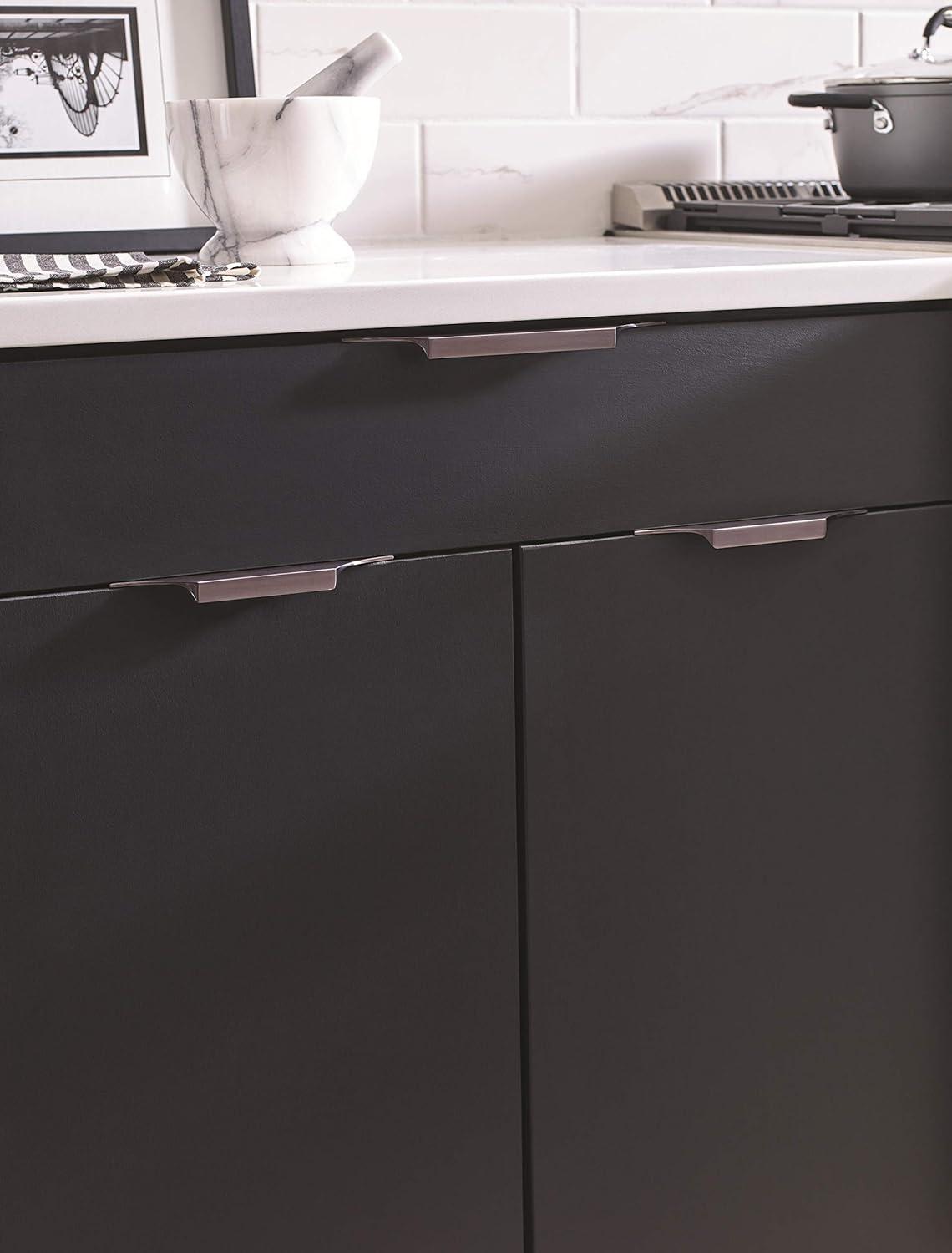 imageAmerock Cabinet Edge Pull Satin Nickel 4916 inch 116 mm Center to Center Extent 1 Pack Drawer Pull Drawer Handle Cabinet HardwareBlack Chrome