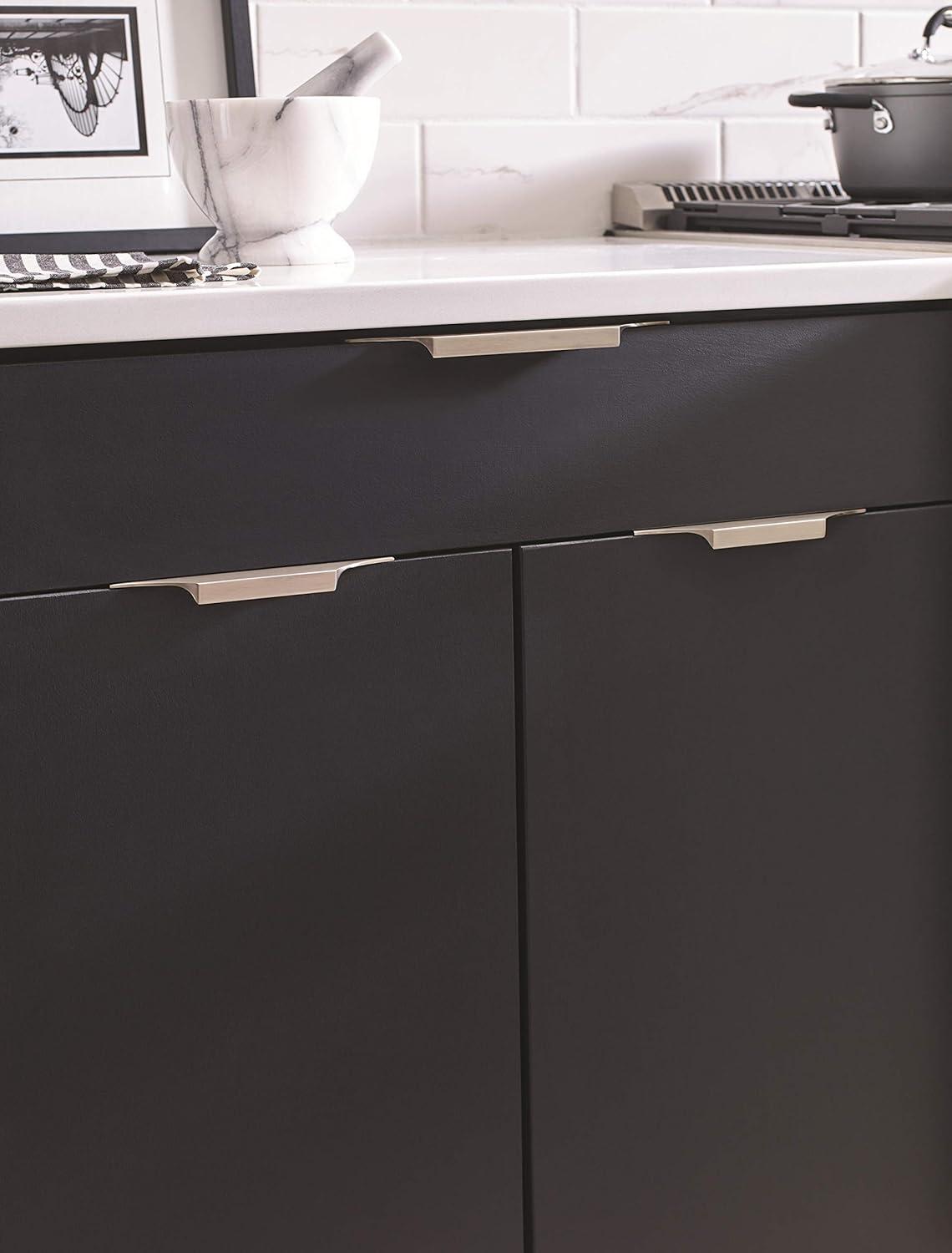 imageAmerock Cabinet Edge Pull Satin Nickel 4916 inch 116 mm Center to Center Extent 1 Pack Drawer Pull Drawer Handle Cabinet HardwareSatin Nickel
