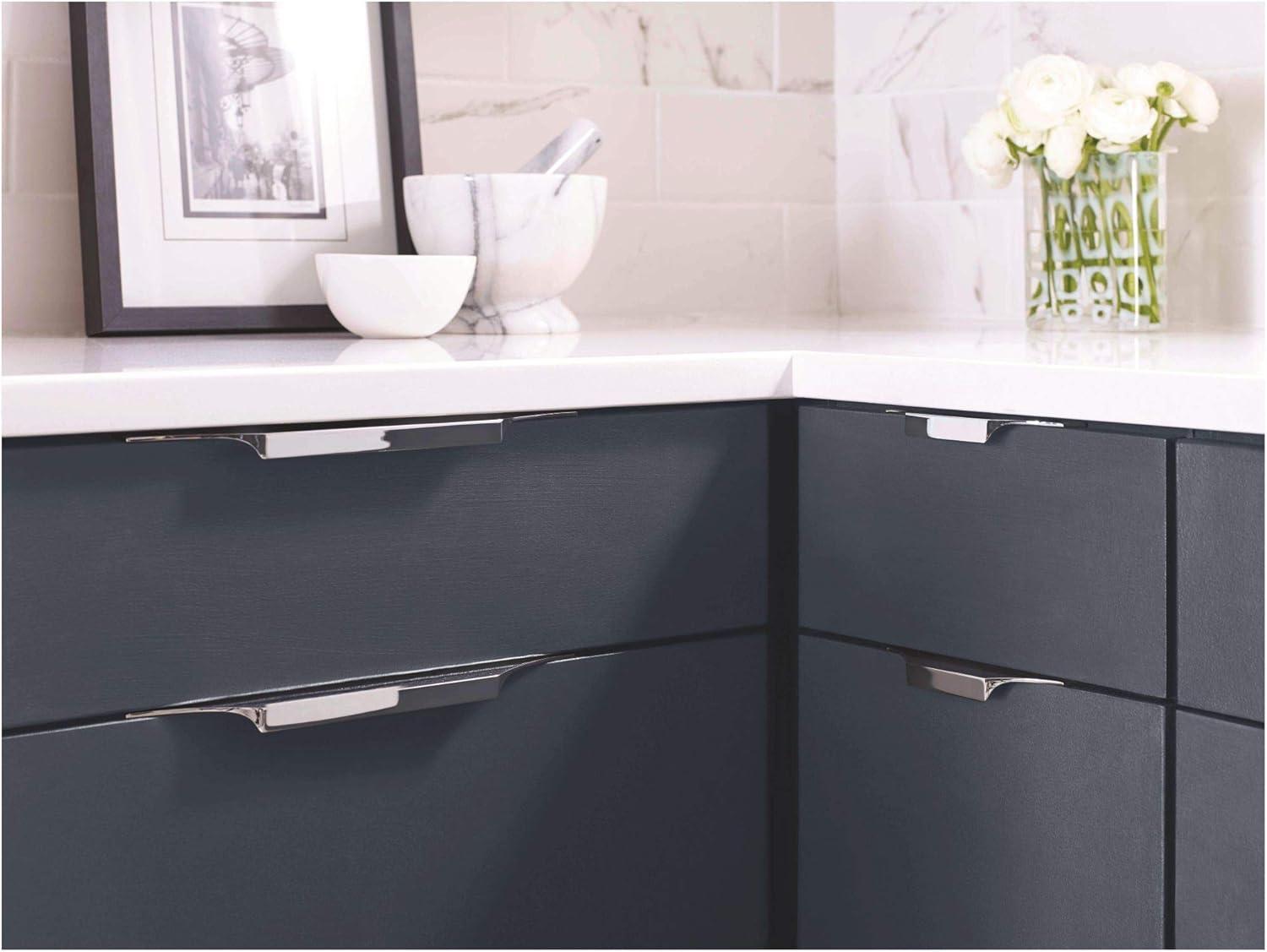 imageAmerock Cabinet Edge Pull Satin Nickel 4916 inch 116 mm Center to Center Extent 1 Pack Drawer Pull Drawer Handle Cabinet HardwareSatin Nickel