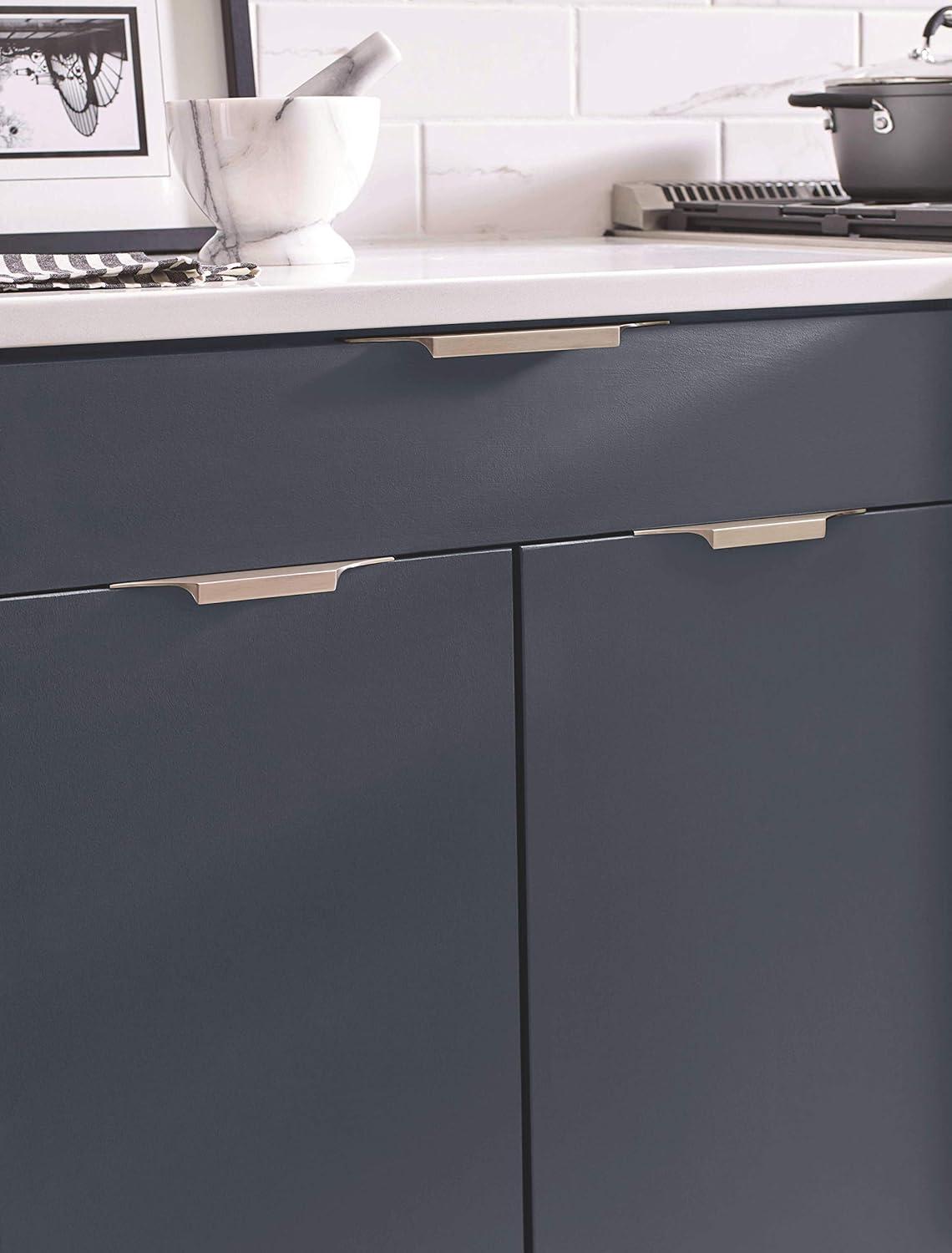 imageAmerock Cabinet Edge Pull Satin Nickel 4916 inch 116 mm Center to Center Extent 1 Pack Drawer Pull Drawer Handle Cabinet HardwareSatin Nickel