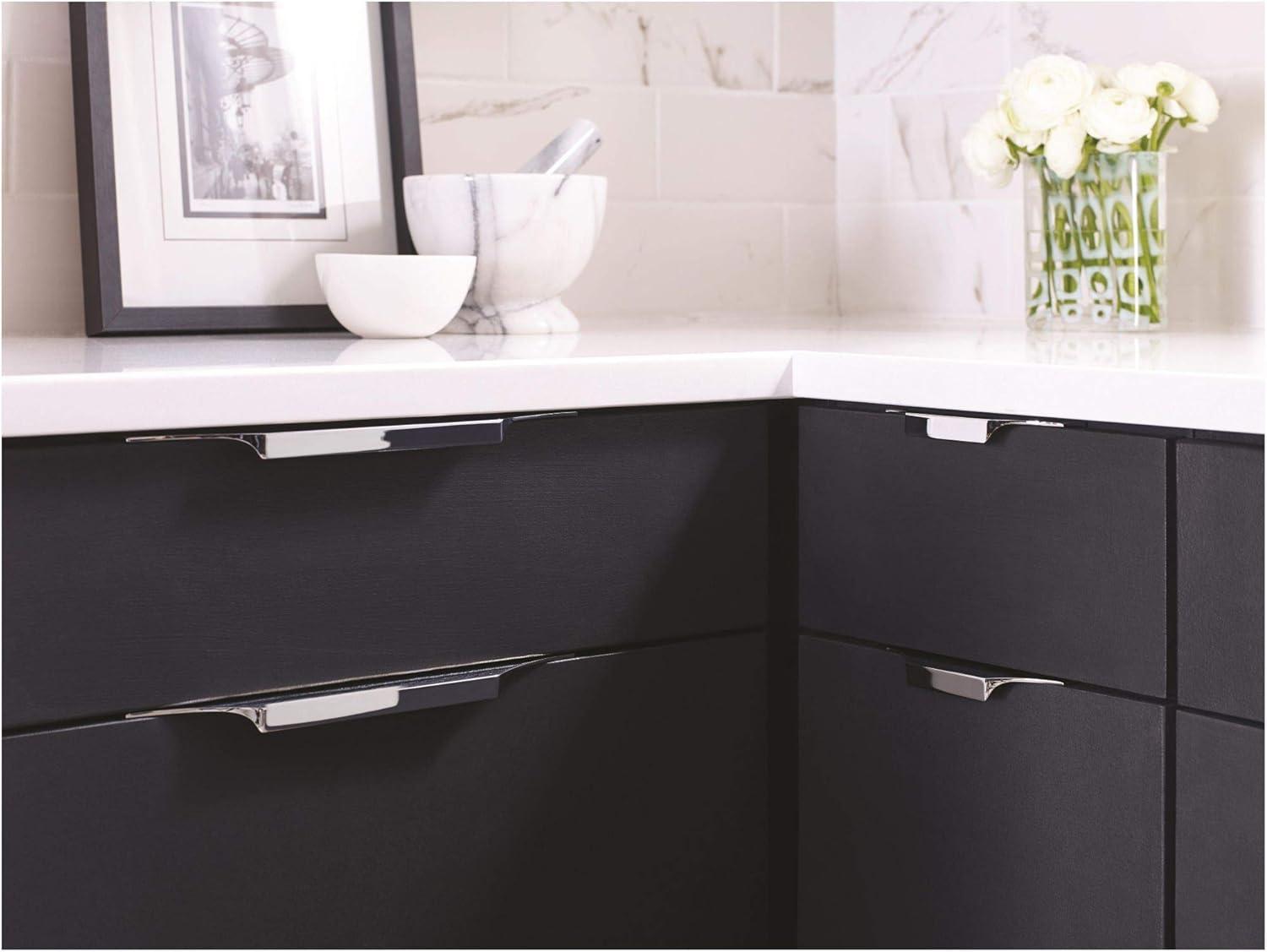 imageAmerock Cabinet Edge Pull Satin Nickel 4916 inch 116 mm Center to Center Extent 1 Pack Drawer Pull Drawer Handle Cabinet HardwareSatin Nickel