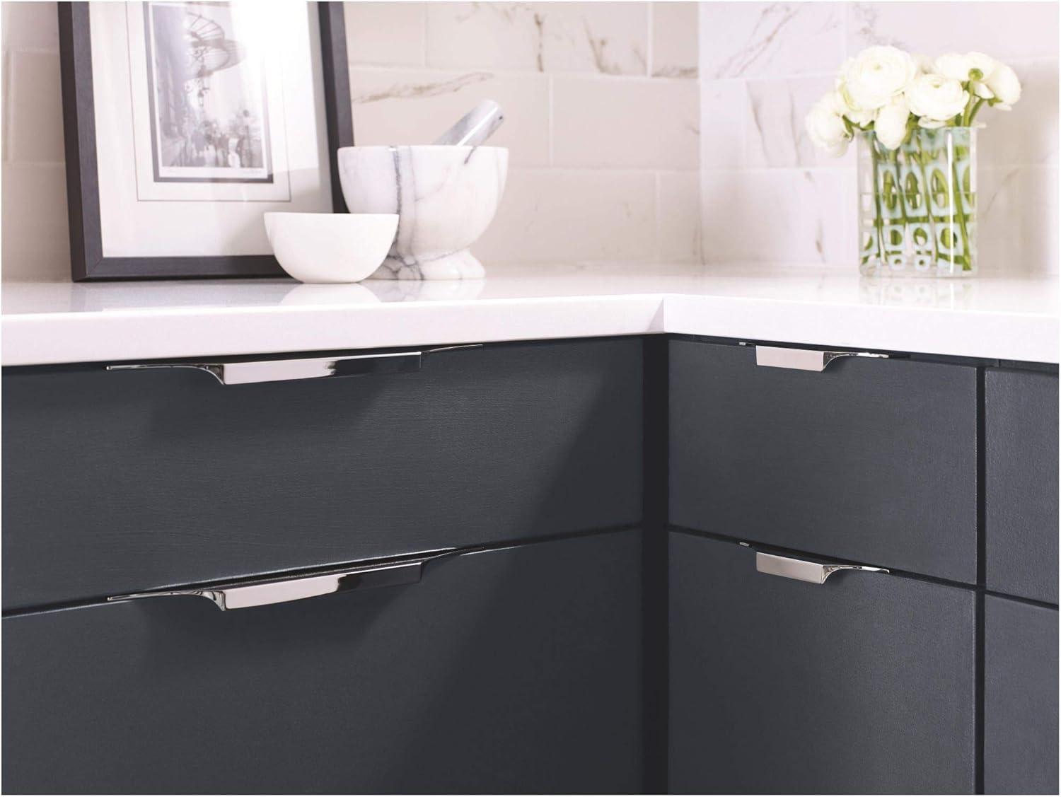 imageAmerock Cabinet Edge Pull Satin Nickel 4916 inch 116 mm Center to Center Extent 1 Pack Drawer Pull Drawer Handle Cabinet HardwareSatin Nickel