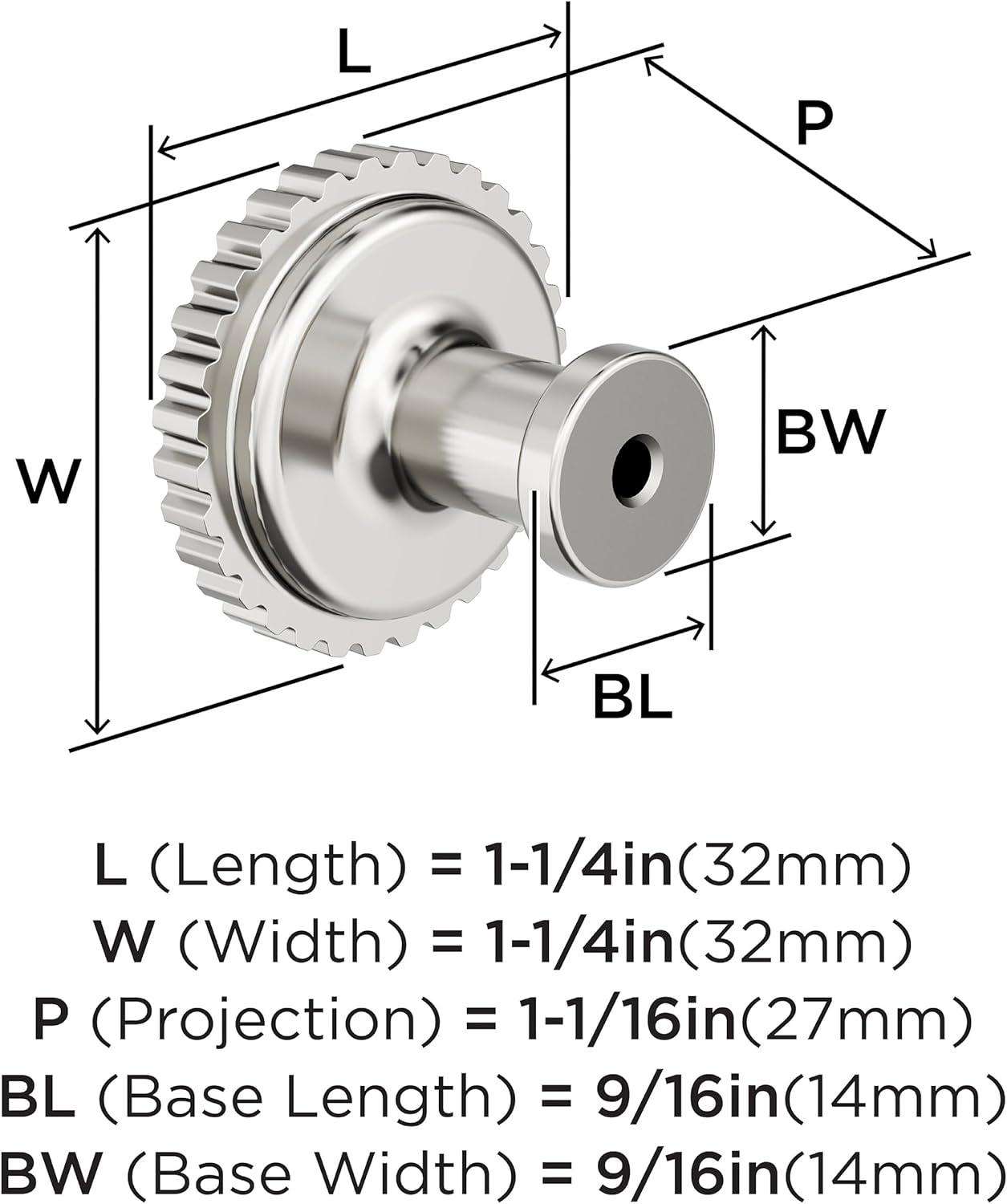 imageAmerock Farewind 114 inch 32mm Diameter Satin Nickel Cabinet Knob BP37800G10Polished Nickel