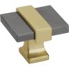 Amerock | Cabinet Knob | Brushed Gold/Satin Nickel | 1-3/8 inch (35 mm) Length | Overton | 1 Pack | Drawer Knob | Cabinet Hardware(Black Chrome/Brushed Gold)