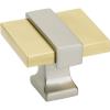 Amerock | Cabinet Knob | Brushed Gold/Satin Nickel | 1-3/8 inch (35 mm) Length | Overton | 1 Pack | Drawer Knob | Cabinet Hardware(Brushed Gold/Satin Nickel)
