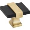 Amerock | Cabinet Knob | Brushed Gold/Satin Nickel | 1-3/8 inch (35 mm) Length | Overton | 1 Pack | Drawer Knob | Cabinet Hardware(Brushed Matte Black/Brushed Gold)